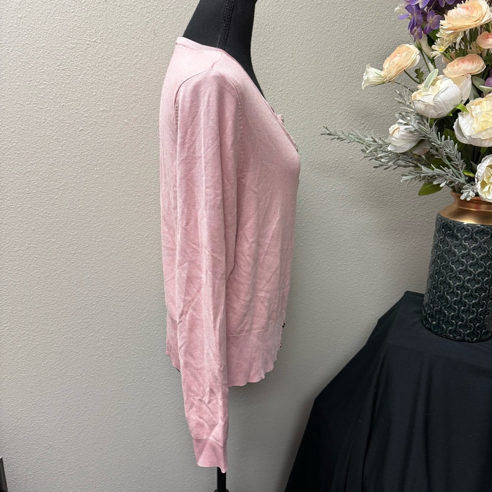 White House Black Market Pink Lightweight Button Cardigan Sweater XL Spring - Picture 5 of 8